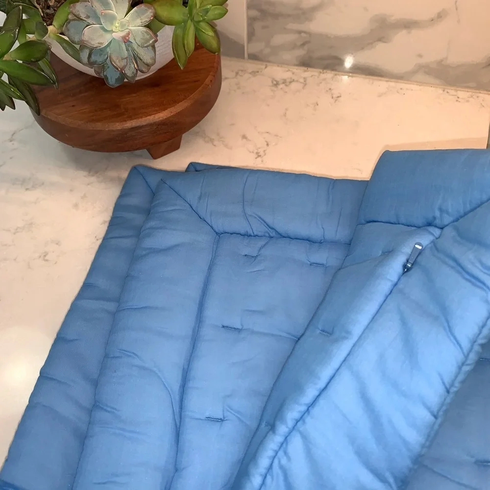 NEW Pottery Barn Bed + Bath French Blue Voile Quilted Euro Sham 26 x 26​